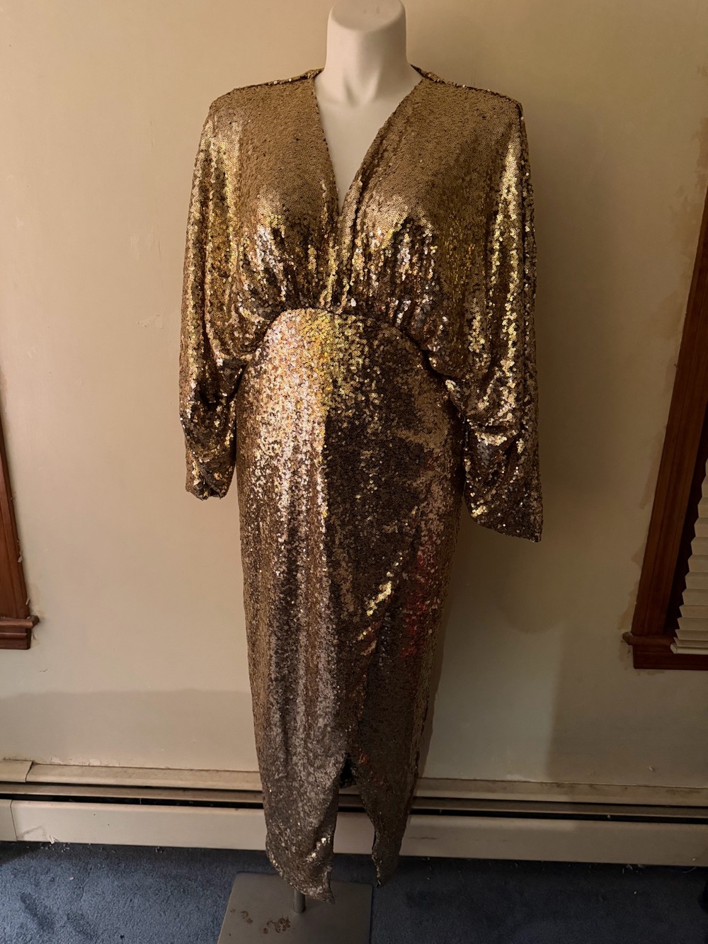 Eloquii Gold Sequin Dolman Sleeve Dress